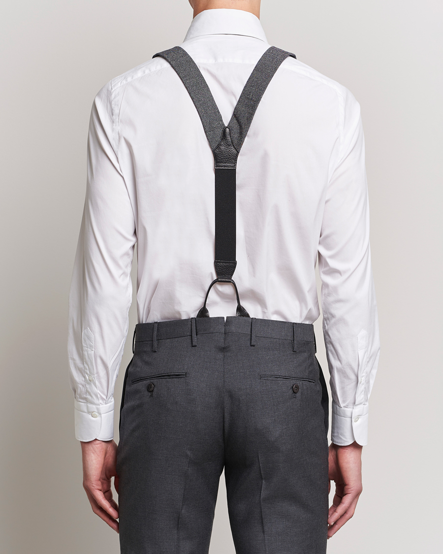 Herr | Albert Thurston Donegal Tweed Braces 40mm Dark Grey | Albert Thurston | Donegal Tweed Braces 40mm Dark Grey