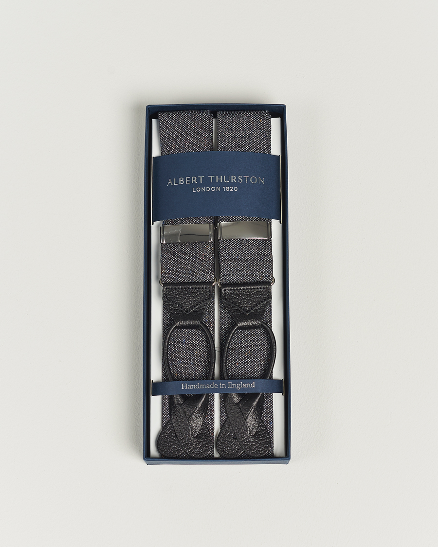 Herr | Albert Thurston Donegal Tweed Braces 40mm Dark Grey | Albert Thurston | Donegal Tweed Braces 40mm Dark Grey