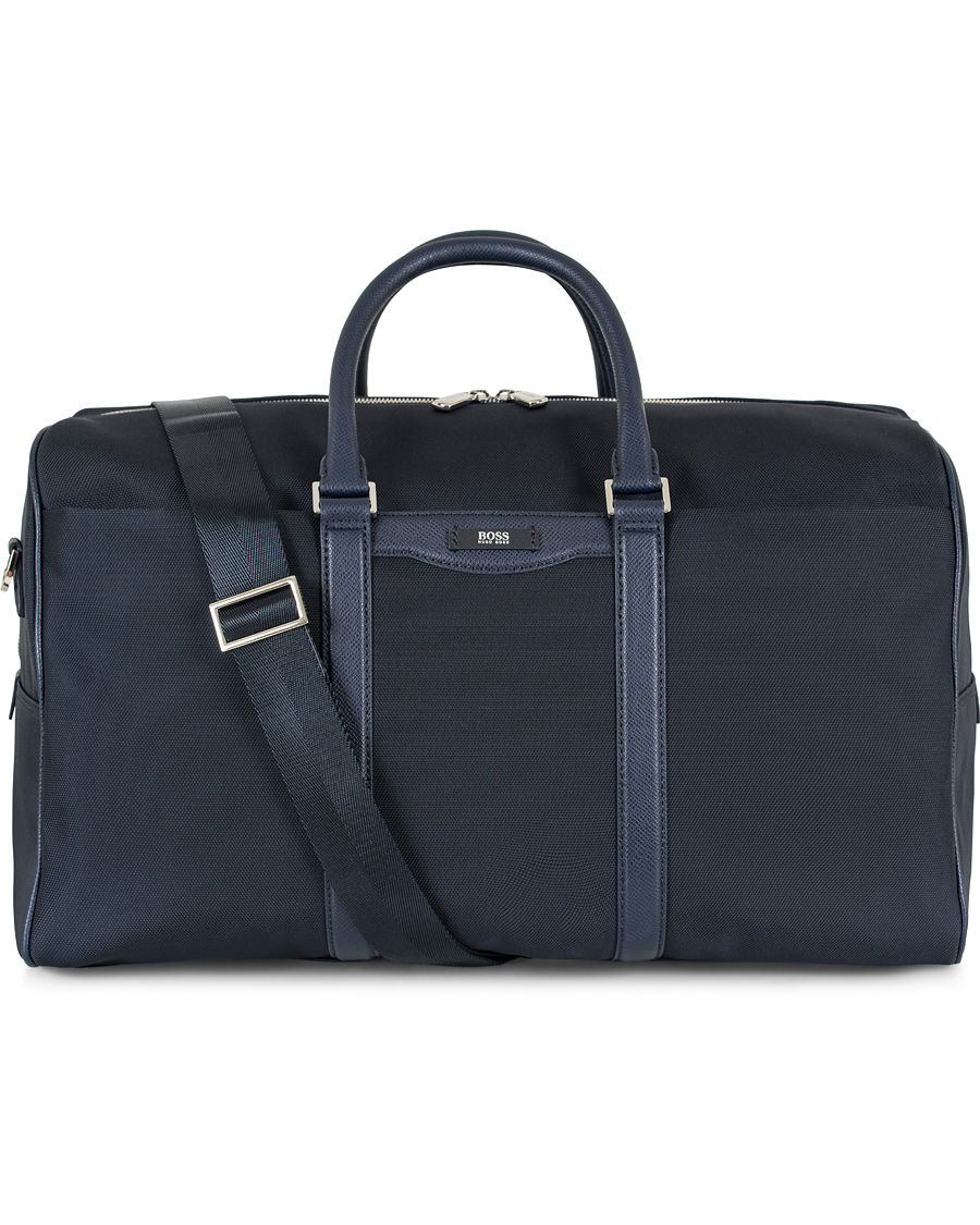 Herr | BOSS Signature Holdall Weekendbag Blue Canvas | BOSS BLACK | BOSS Signature Holdall Weekendbag Blue Canvas