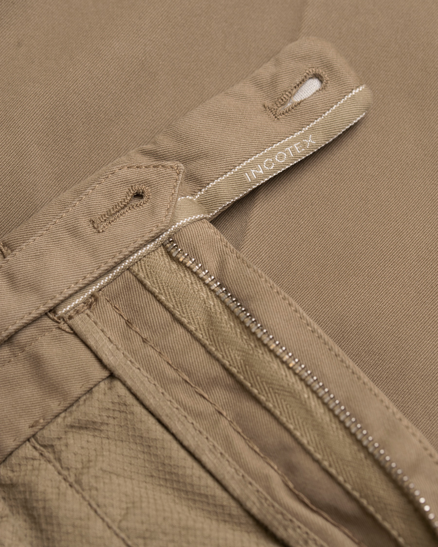 Herr | Byxor | Incotex | Slim Fit Comfort Chino Khaki