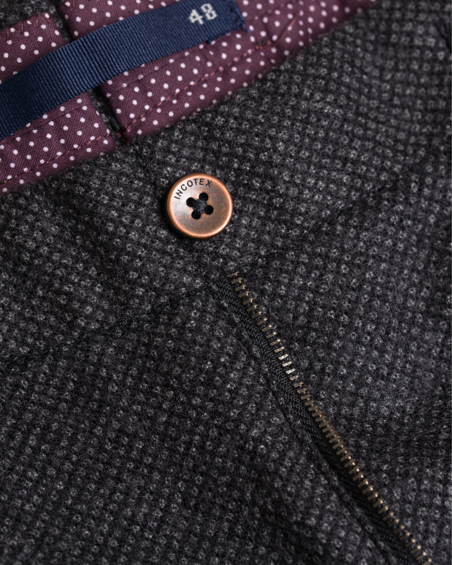 Herr | Byxor | Incotex | Slim Tapered Wool Trousers Dark Grey