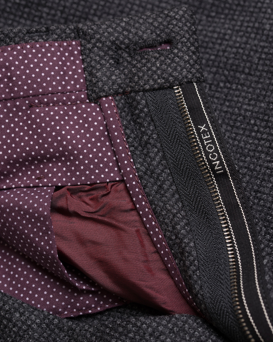 Herr | Byxor | Incotex | Slim Tapered Wool Trousers Dark Grey
