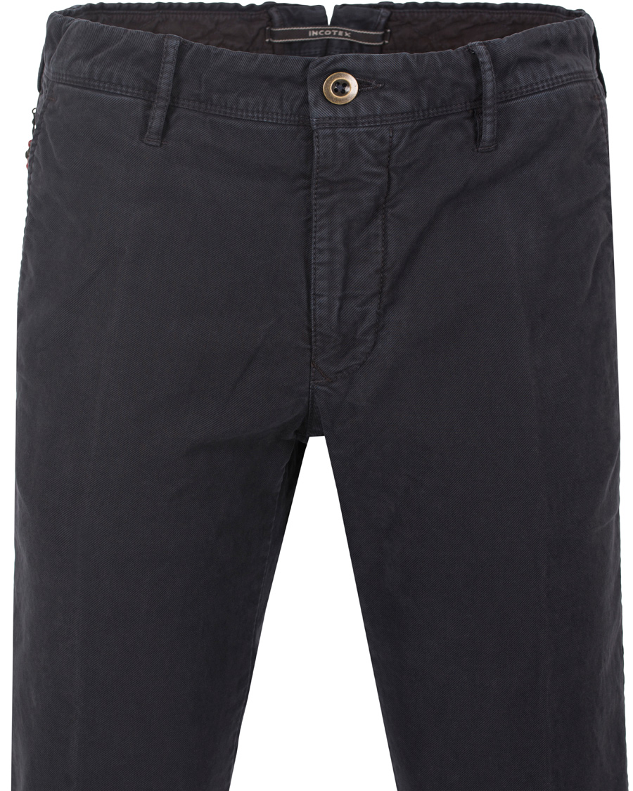 Herr | Byxor | Incotex | Slim Fit Garment Dyed Washed Chino Navy