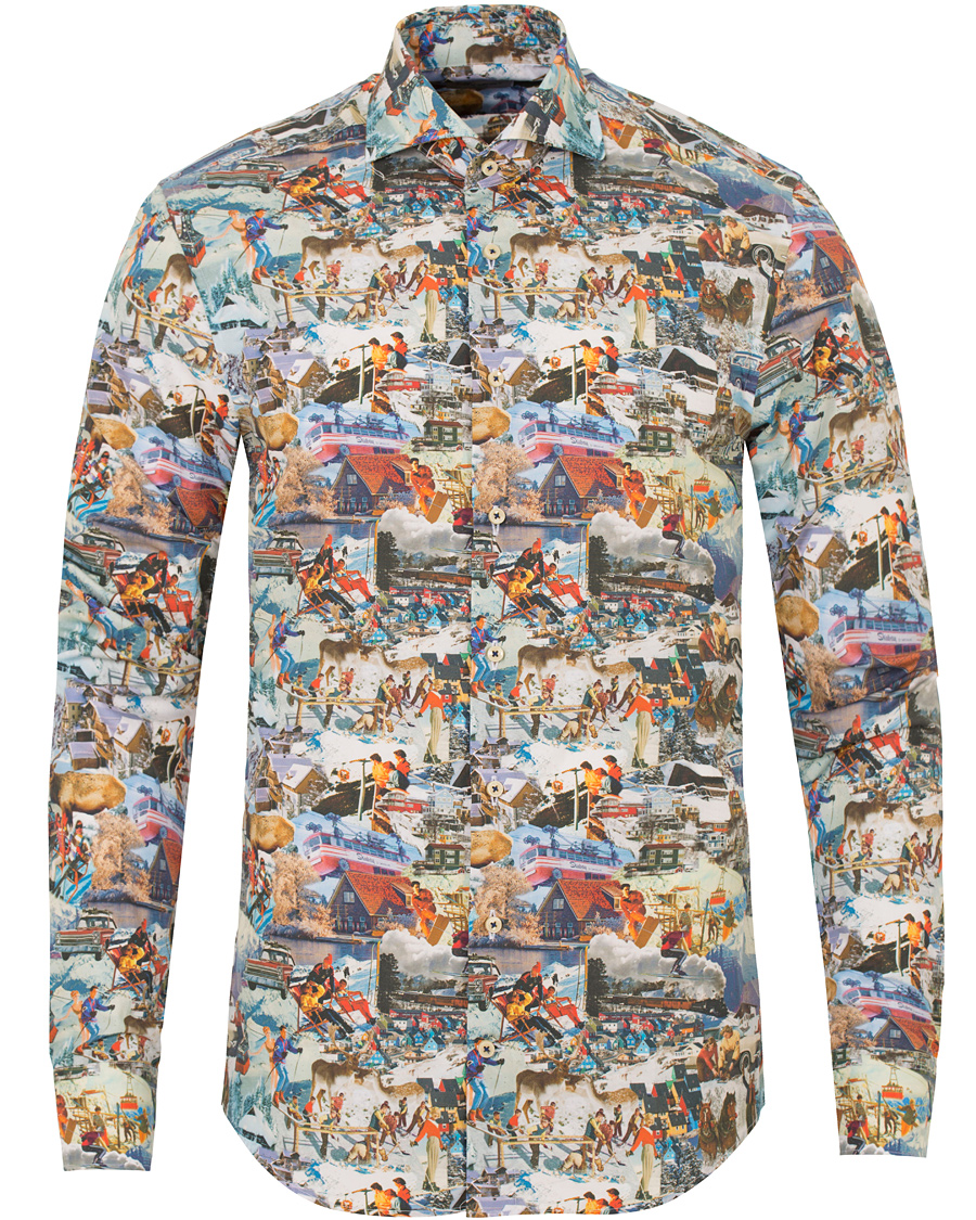 Herr | Skjortor | Stenströms | Slimline Ski Print Shirt Multi