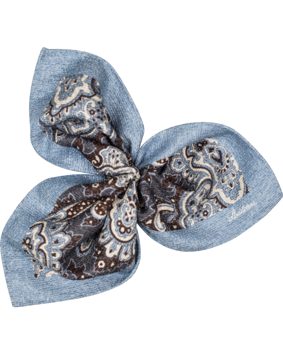 Herr | Stenströms Doublefaced Paisley Wool/Silk Pocket Square Blue | Stenströms | Doublefaced Paisley Wool/Silk Pocket Square Blue