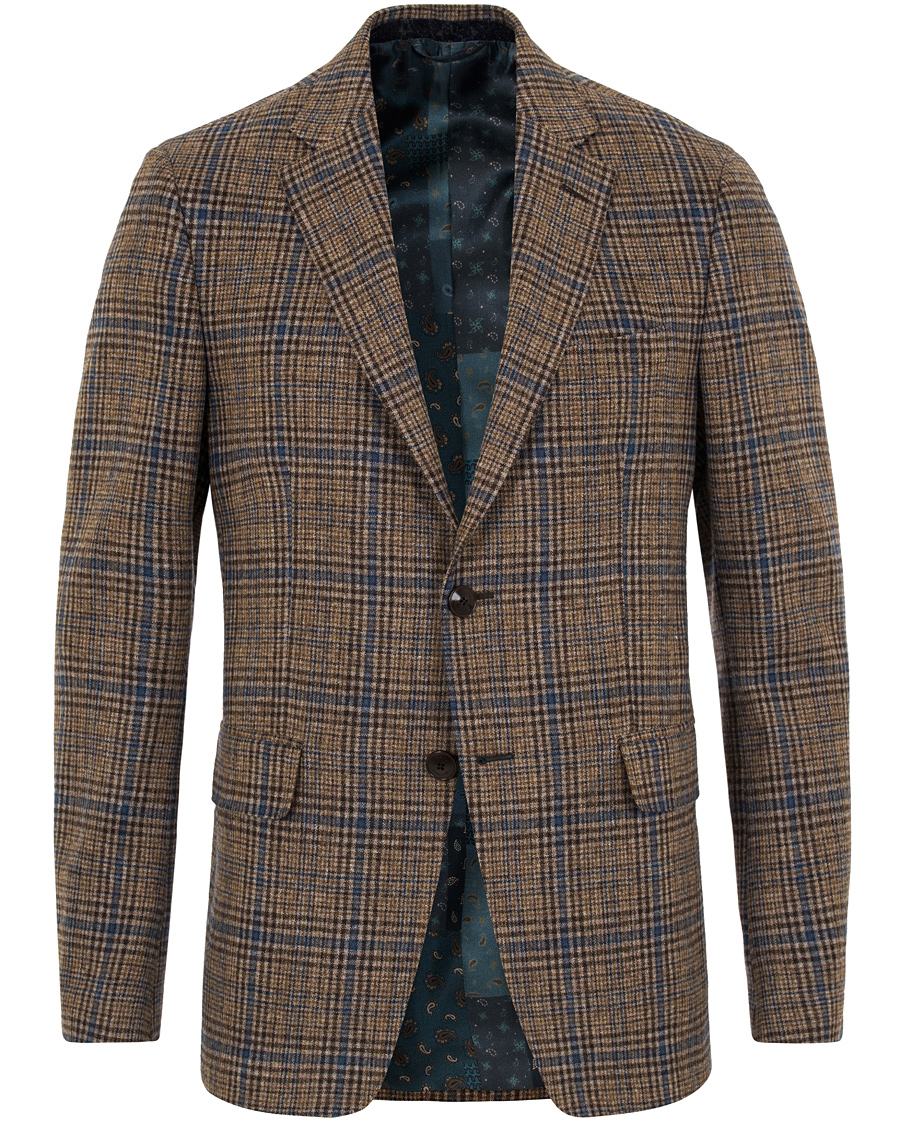 Herr | Kavajer | Etro | Slim Fit Wool Check Blazer Medium Brown/Navy