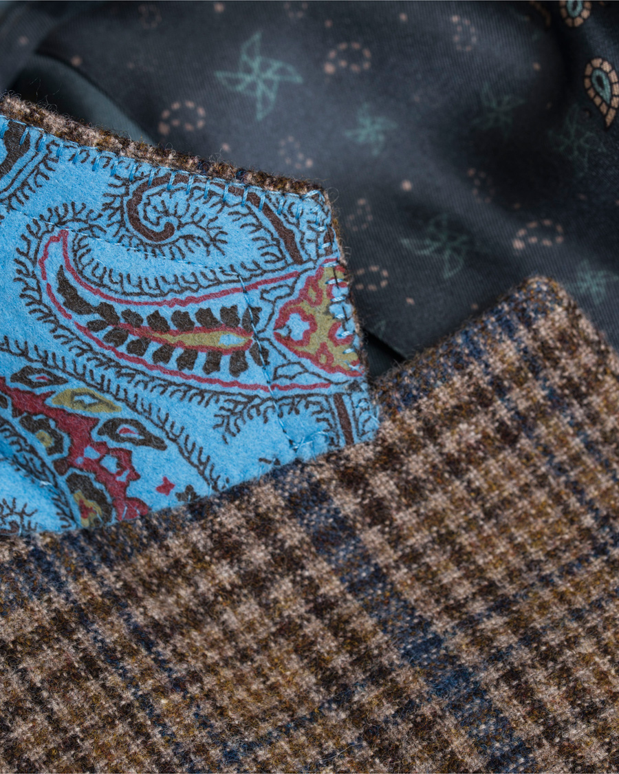 Herr | Kavajer | Etro | Slim Fit Wool Check Blazer Medium Brown/Navy