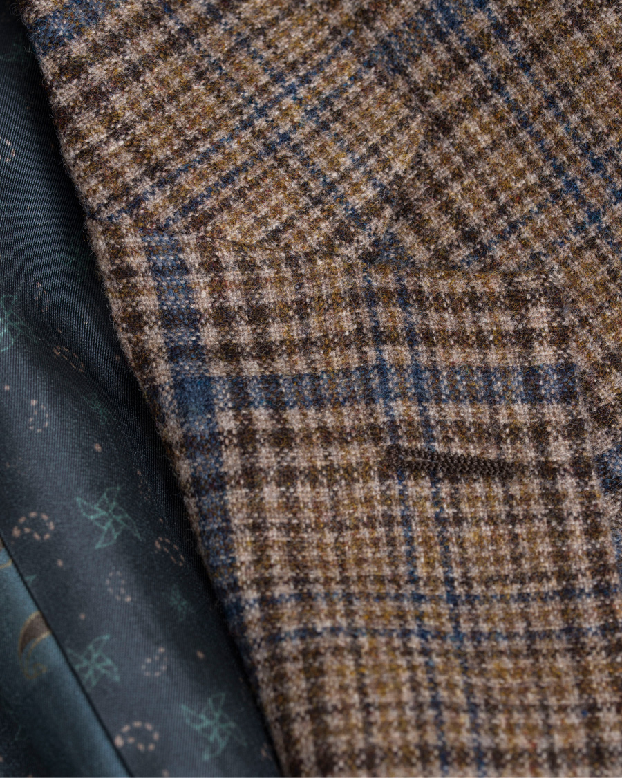 Herr | Kavajer | Etro | Slim Fit Wool Check Blazer Medium Brown/Navy
