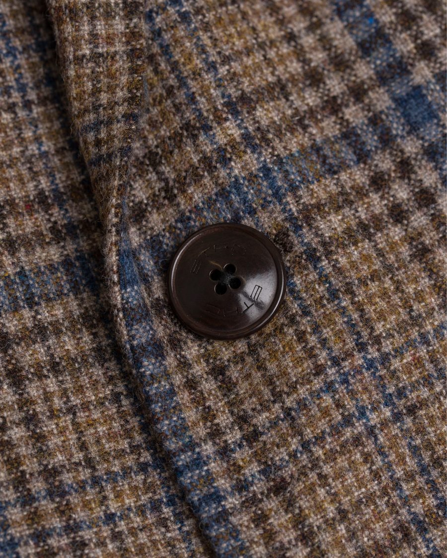 Herr | Kavajer | Etro | Slim Fit Wool Check Blazer Medium Brown/Navy