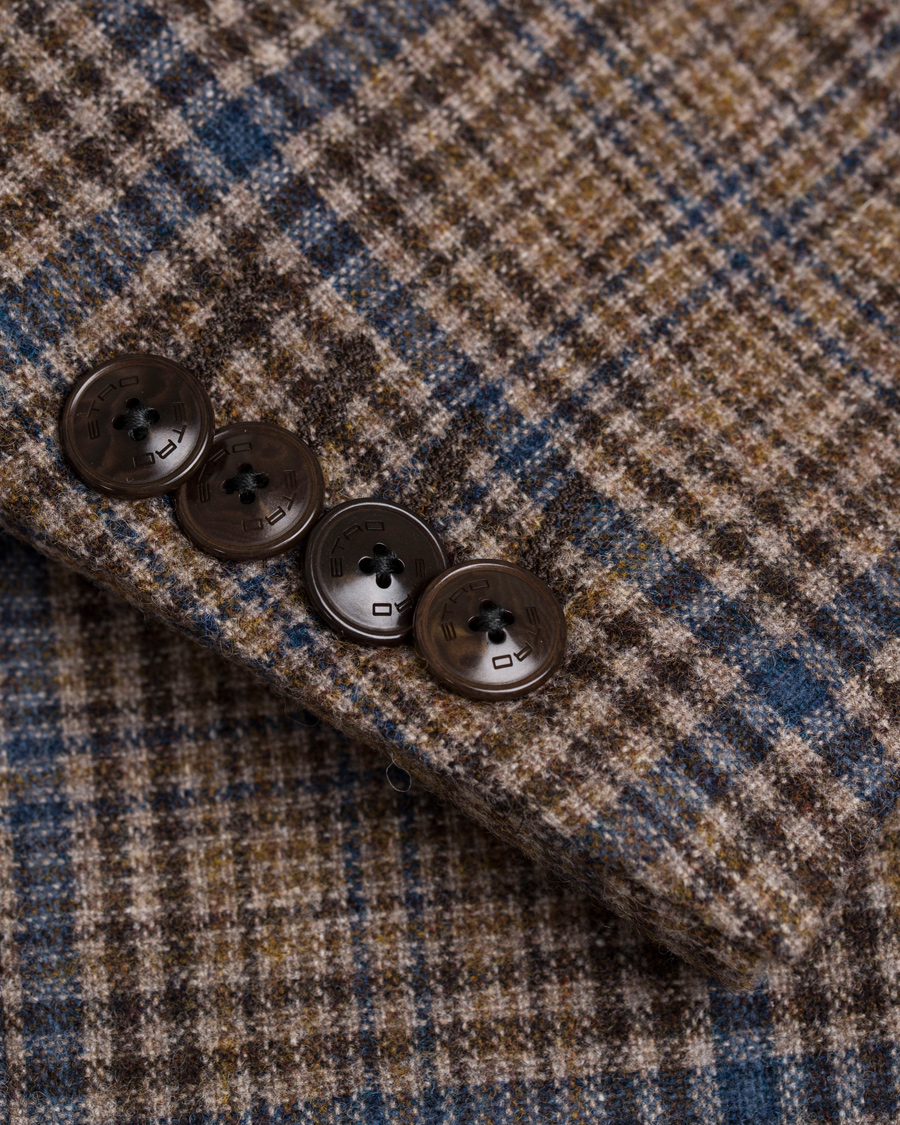 Herr | Kavajer | Etro | Slim Fit Wool Check Blazer Medium Brown/Navy