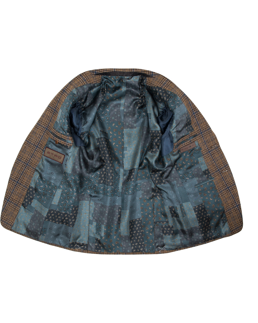 Herr | Kavajer | Etro | Slim Fit Wool Check Blazer Medium Brown/Navy