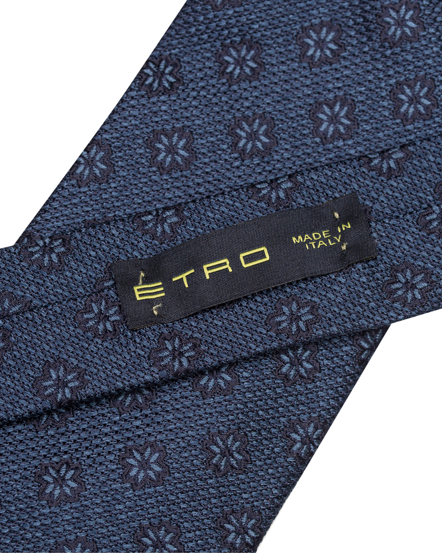 Herr | Etro Woven Flower 8 cm Silk Tie Blue | Etro | Woven Flower 8 cm Silk Tie Blue