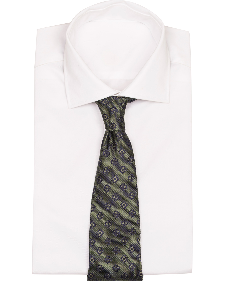 Herr | Etro Woven Flower 8 cm Silk Tie Green | Etro | Woven Flower 8 cm Silk Tie Green