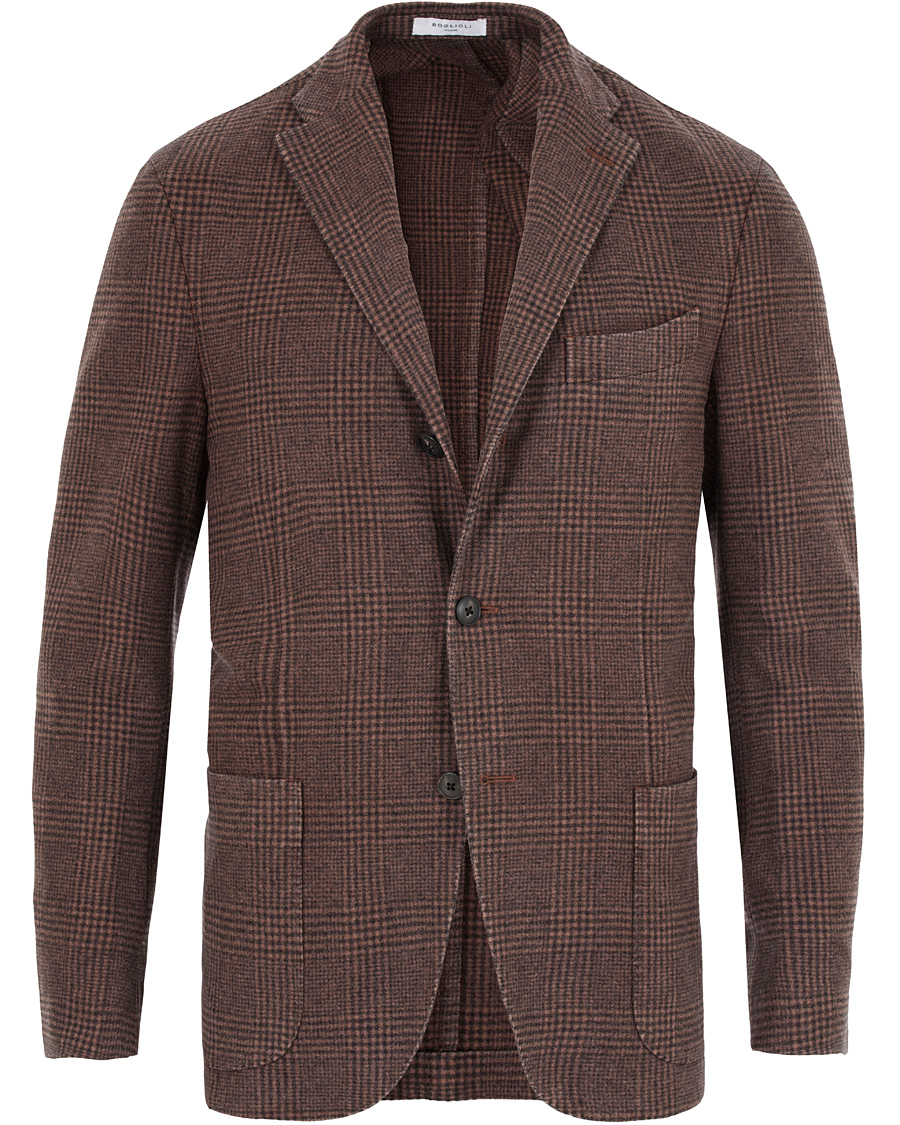 Herr | Kavajer | Boglioli | Prince of Wales Wool K Jacket Blazer Orange