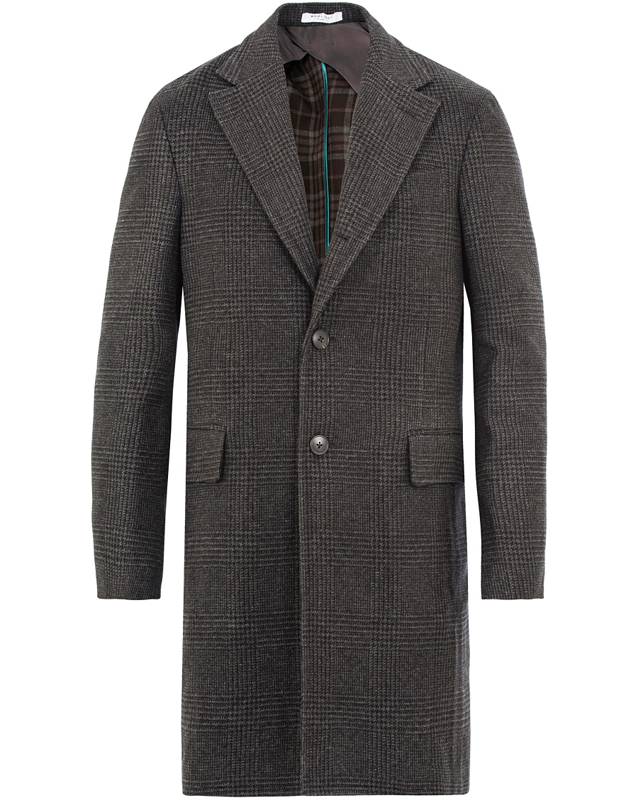 Herr | Jackor | Boglioli | Glen Plaid Silk Coat Dark Grey