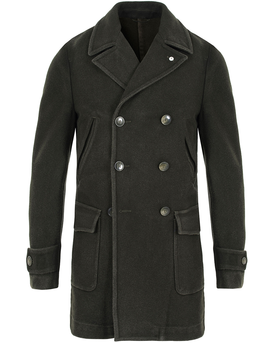 Herr | Jackor | L.B.M. 1911 | Wool Double Breasted Coat Dark Loden Green