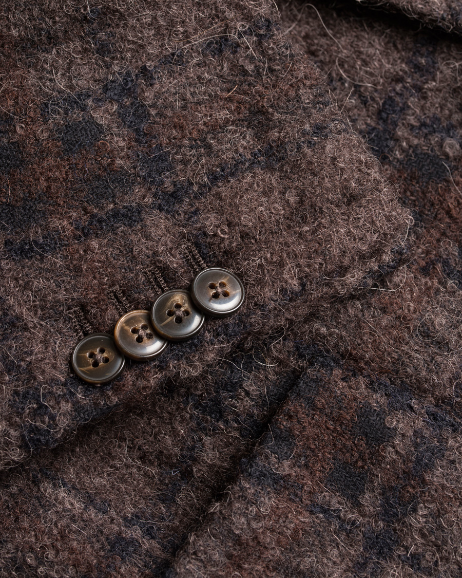 Herr | Kavajer | L.B.M. 1911 | Jack Regular Wool Bouclé Check Blazer Dark Brown