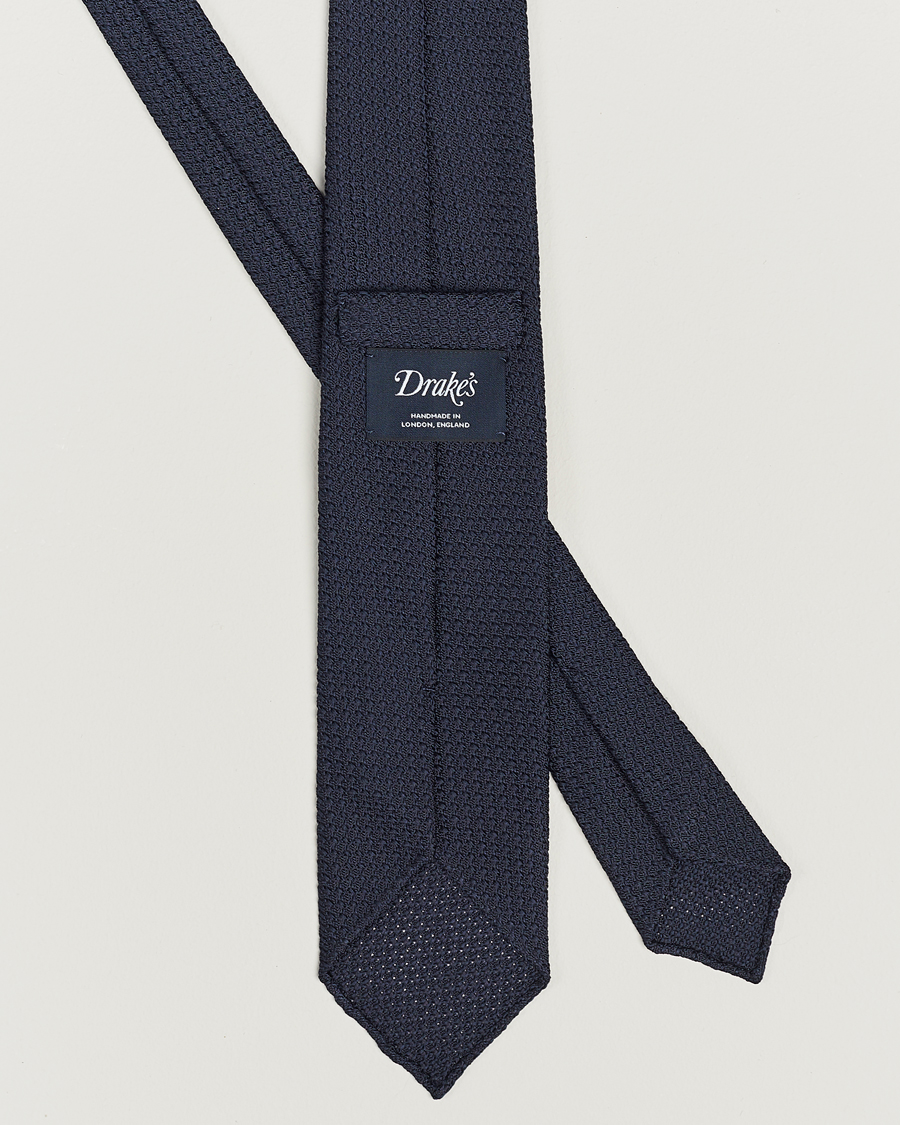 Herr | Slipsar | Drake's | Silk Grenadine Handrolled 8 cm Tie Navy