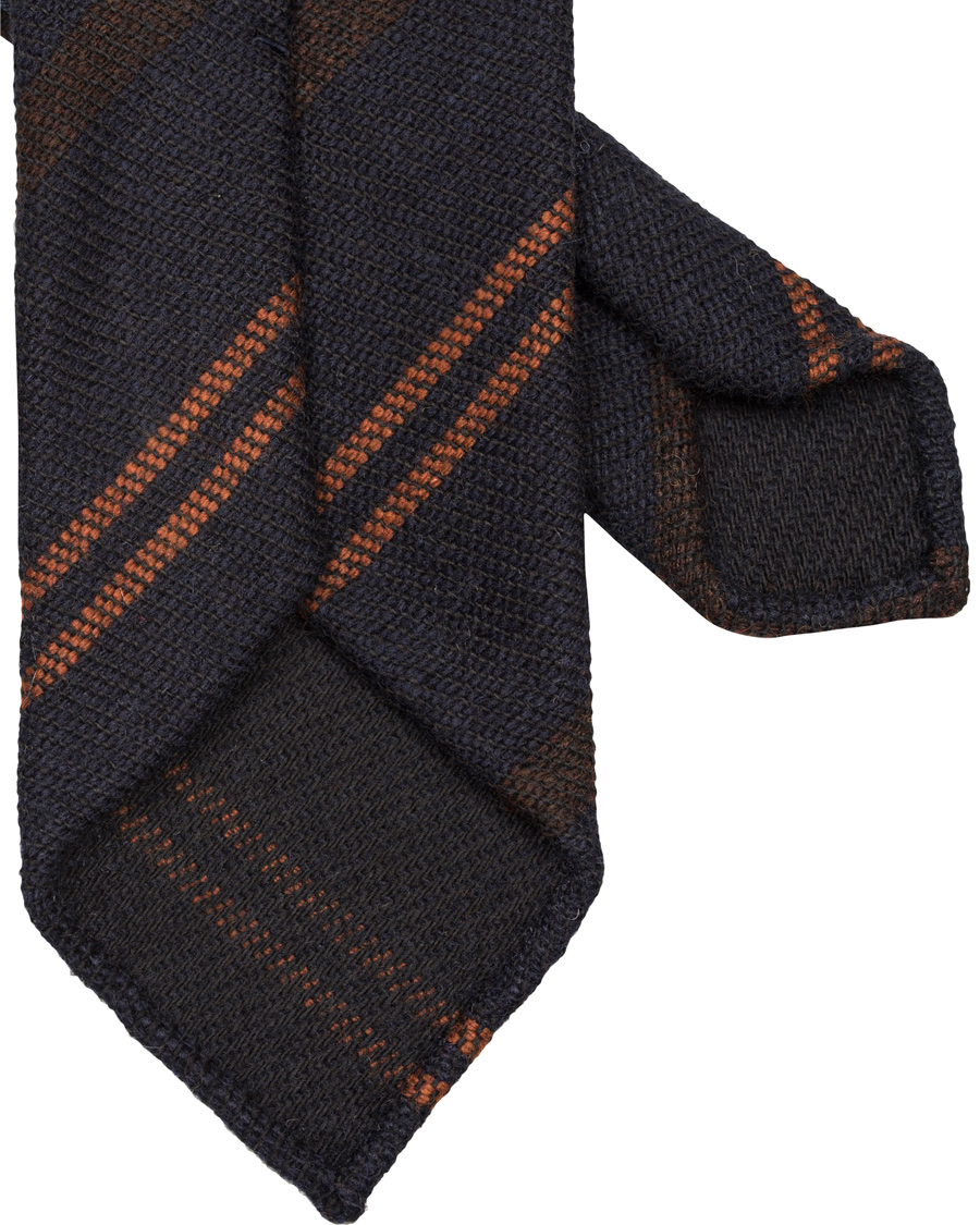Herr | Drake's Stripe Wool 8 cm Tie Navy/Rust | Drake's | Stripe Wool 8 cm Tie Navy/Rust