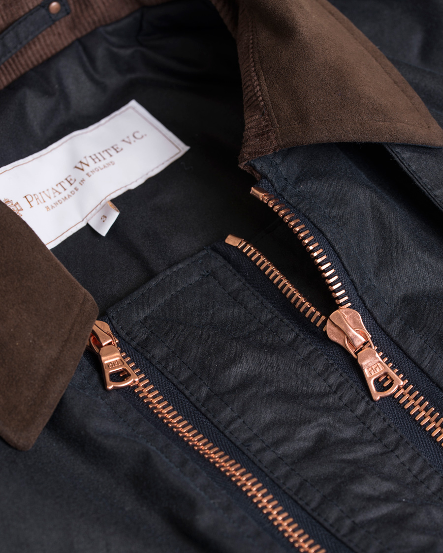 Herr | Jackor | Private White V.C. | Waxed Twin Track Jacket Navy