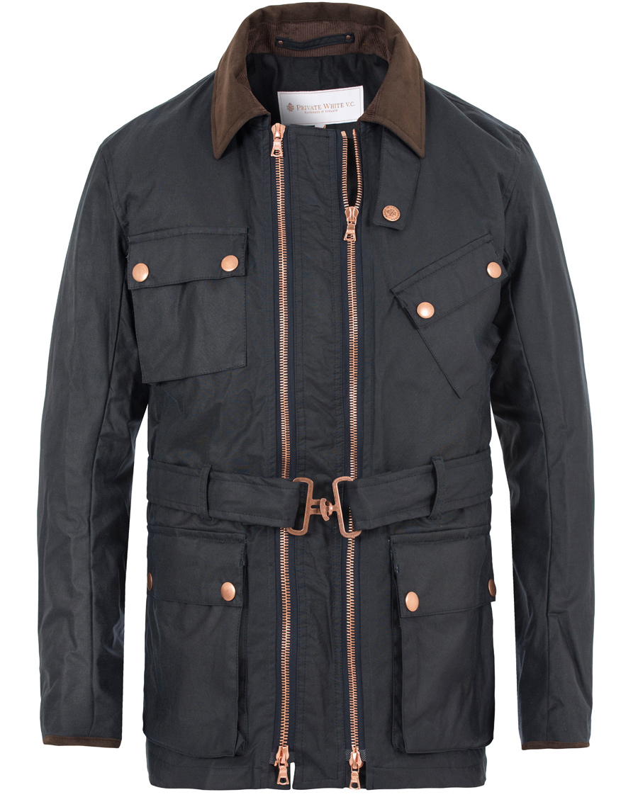Herr | Jackor | Private White V.C. | Waxed Twin Track Jacket Navy