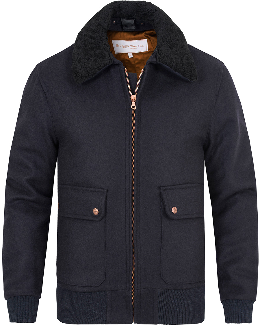 Herr | Jackor | Private White V.C. | Pilot's Bomber Wool Jacket Navy