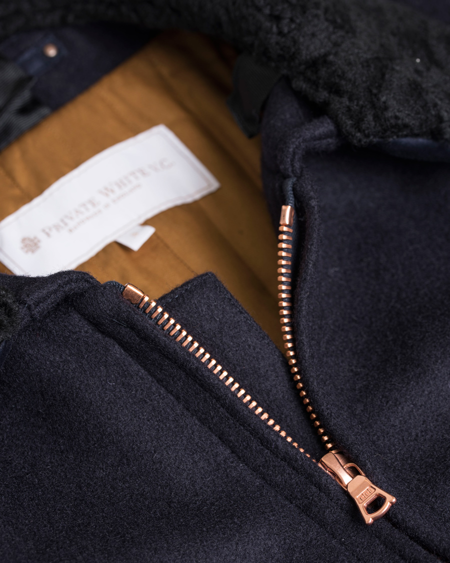 Herr | Jackor | Private White V.C. | Pilot's Bomber Wool Jacket Navy