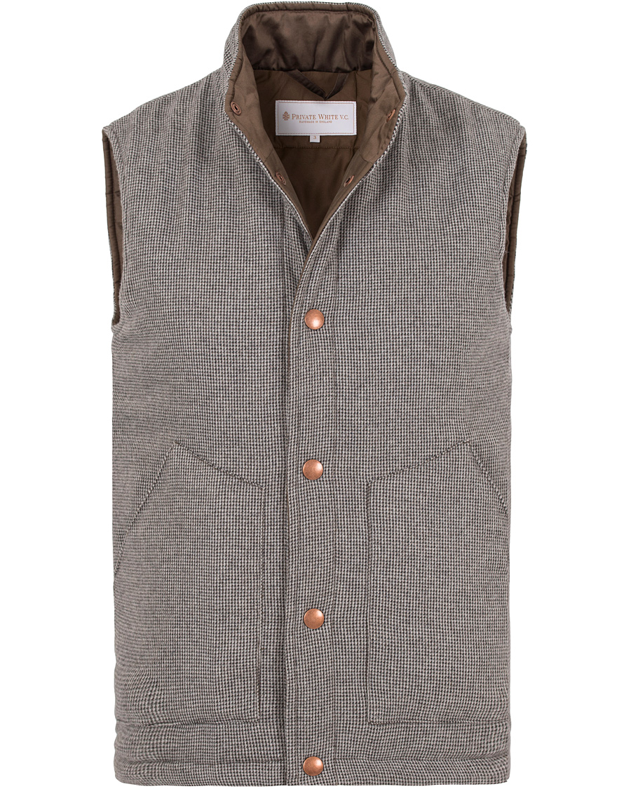 Herr | Jackor | Private White V.C. | Wool/Cashmere Wadded Gilet Puppytooth