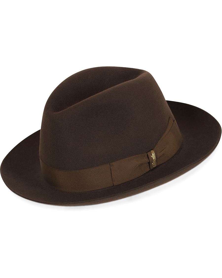 Herr | Borsalino Fedora Felt Hat Medium Brim Folco Dark Brown | Borsalino | Fedora Felt Hat Medium Brim Folco Dark Brown