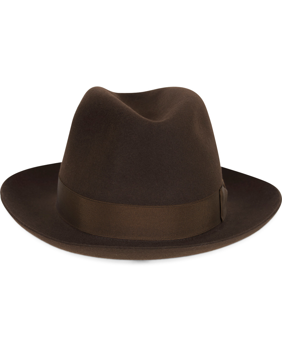 Herr | Borsalino Fedora Felt Hat Medium Brim Folco Dark Brown | Borsalino | Fedora Felt Hat Medium Brim Folco Dark Brown