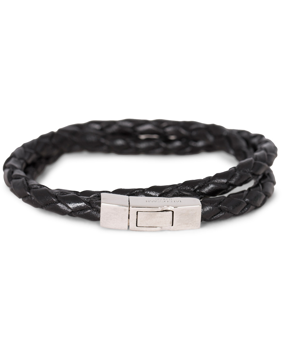 Herr | Tateossian Scoubidou Double Leather Bracelet Black | Tateossian | Scoubidou Double Leather Bracelet Black