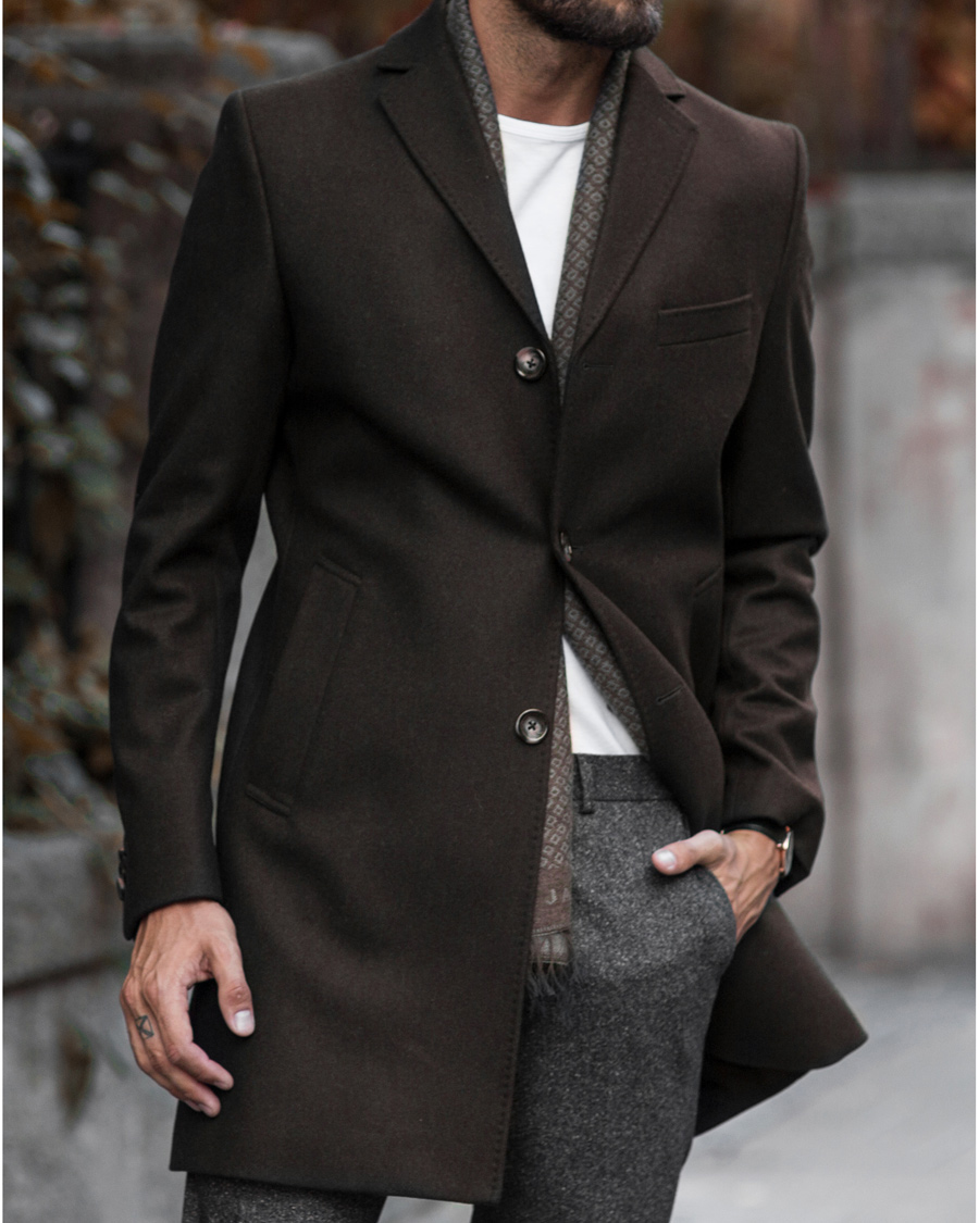 Herr | Jackor | J.Lindeberg | Wolger Compact Melton Coat Brown