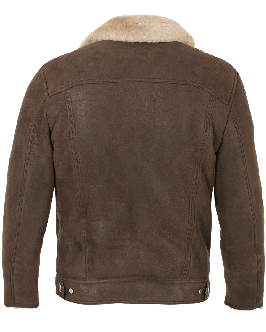 Herr | Jackor | J.Lindeberg | Redster Mud Shearling Suede Jacket Mud Brown