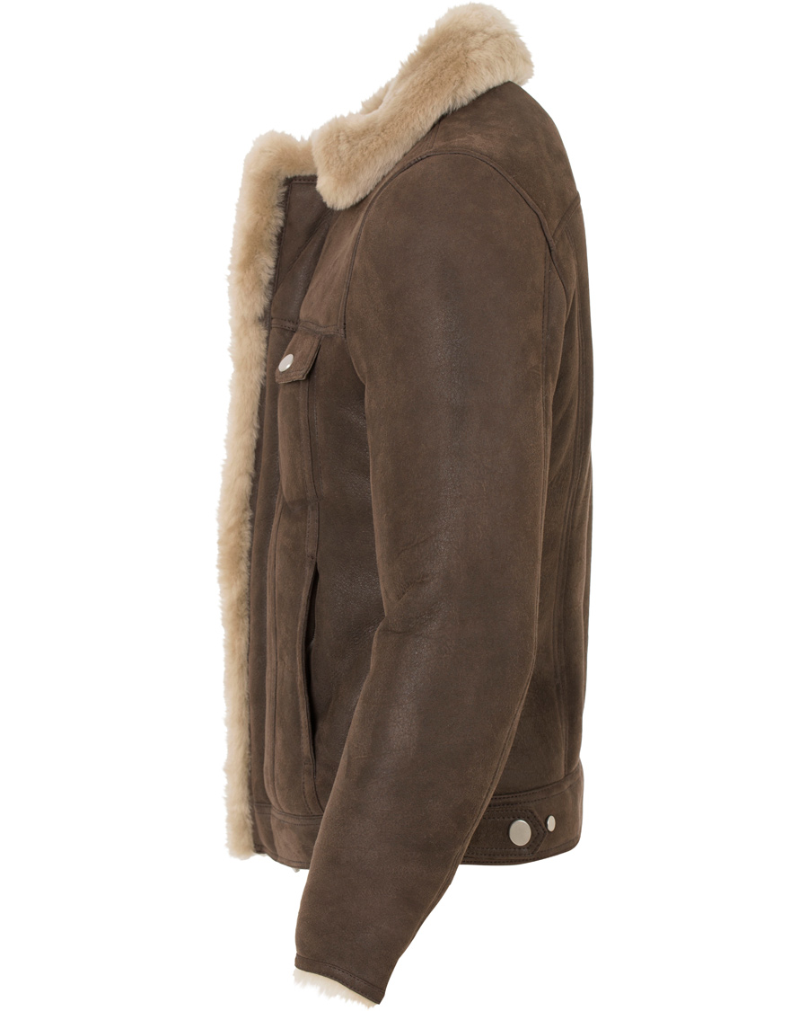 Herr | Jackor | J.Lindeberg | Redster Mud Shearling Suede Jacket Mud Brown