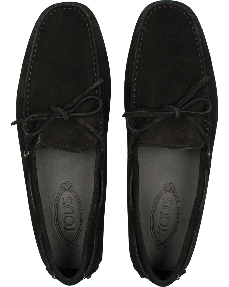 Herr | Tod's Laccetto Gommino Carshoe Black Suede | Tod's | Laccetto Gommino Carshoe Black Suede