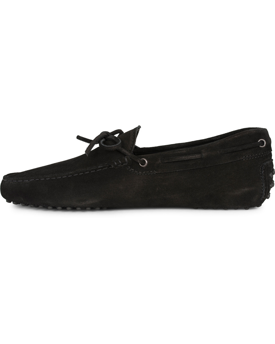 Herr | Tod's Laccetto Gommino Carshoe Black Suede | Tod's | Laccetto Gommino Carshoe Black Suede