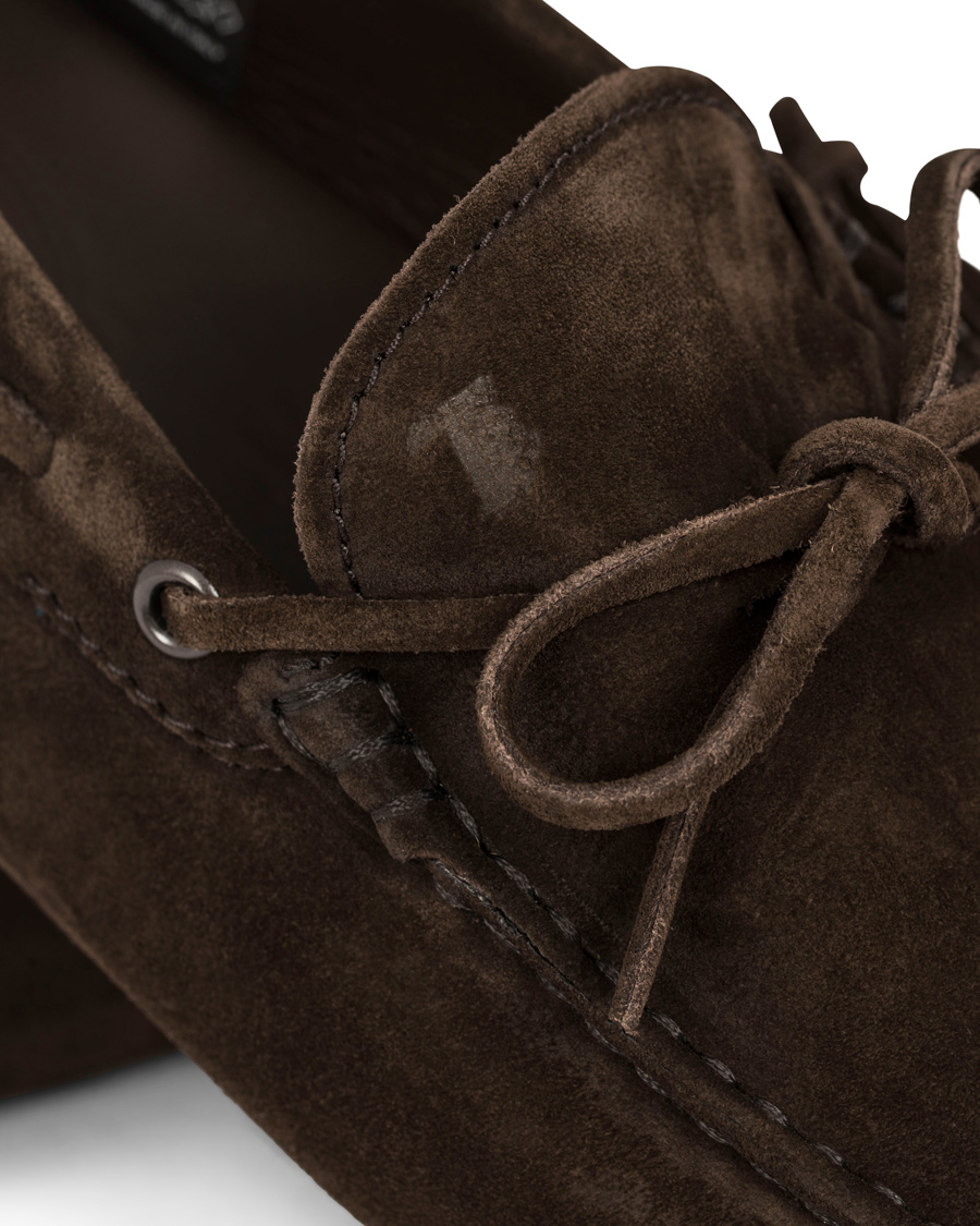 Herr | Tod's Laccetto Gommino Carshoe Dark Brown Suede | Tod's | Laccetto Gommino Carshoe Dark Brown Suede
