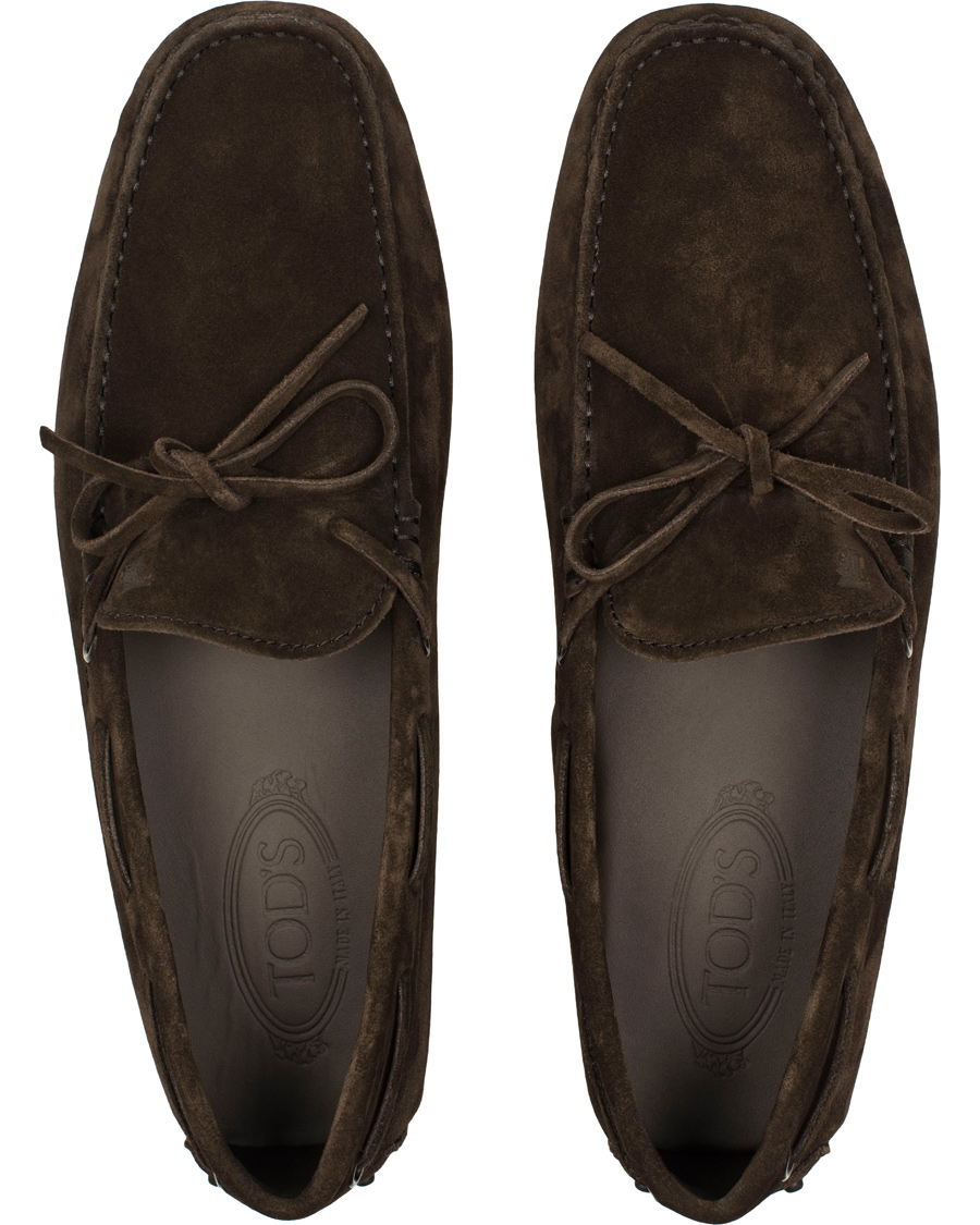 Herr | Tod's Laccetto Gommino Carshoe Dark Brown Suede | Tod's | Laccetto Gommino Carshoe Dark Brown Suede