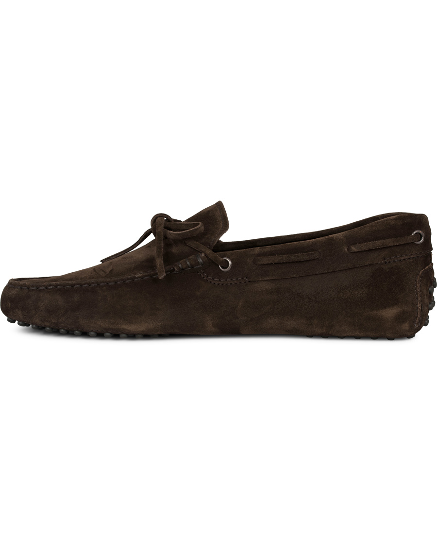 Herr | Tod's Laccetto Gommino Carshoe Dark Brown Suede | Tod's | Laccetto Gommino Carshoe Dark Brown Suede