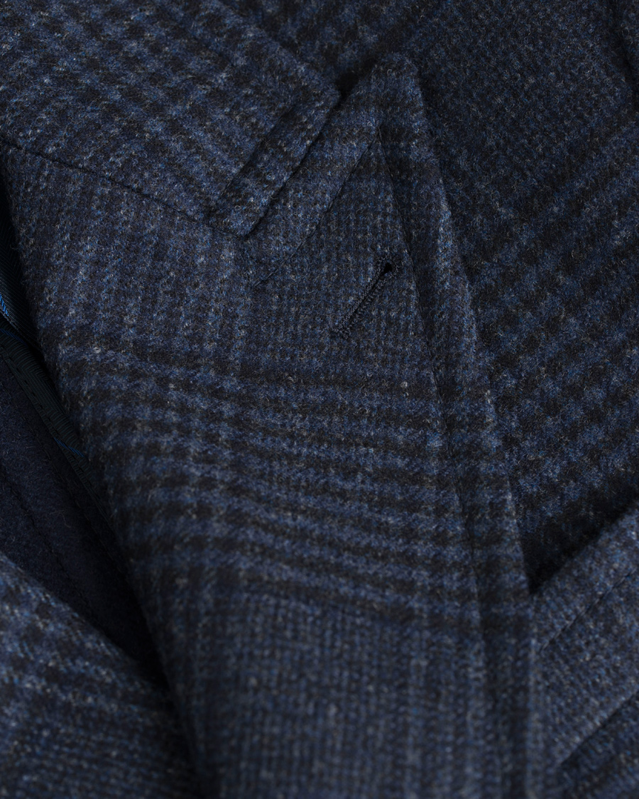 Herr | Jackor | Hackett | Double Face Check Wool Coat Navy