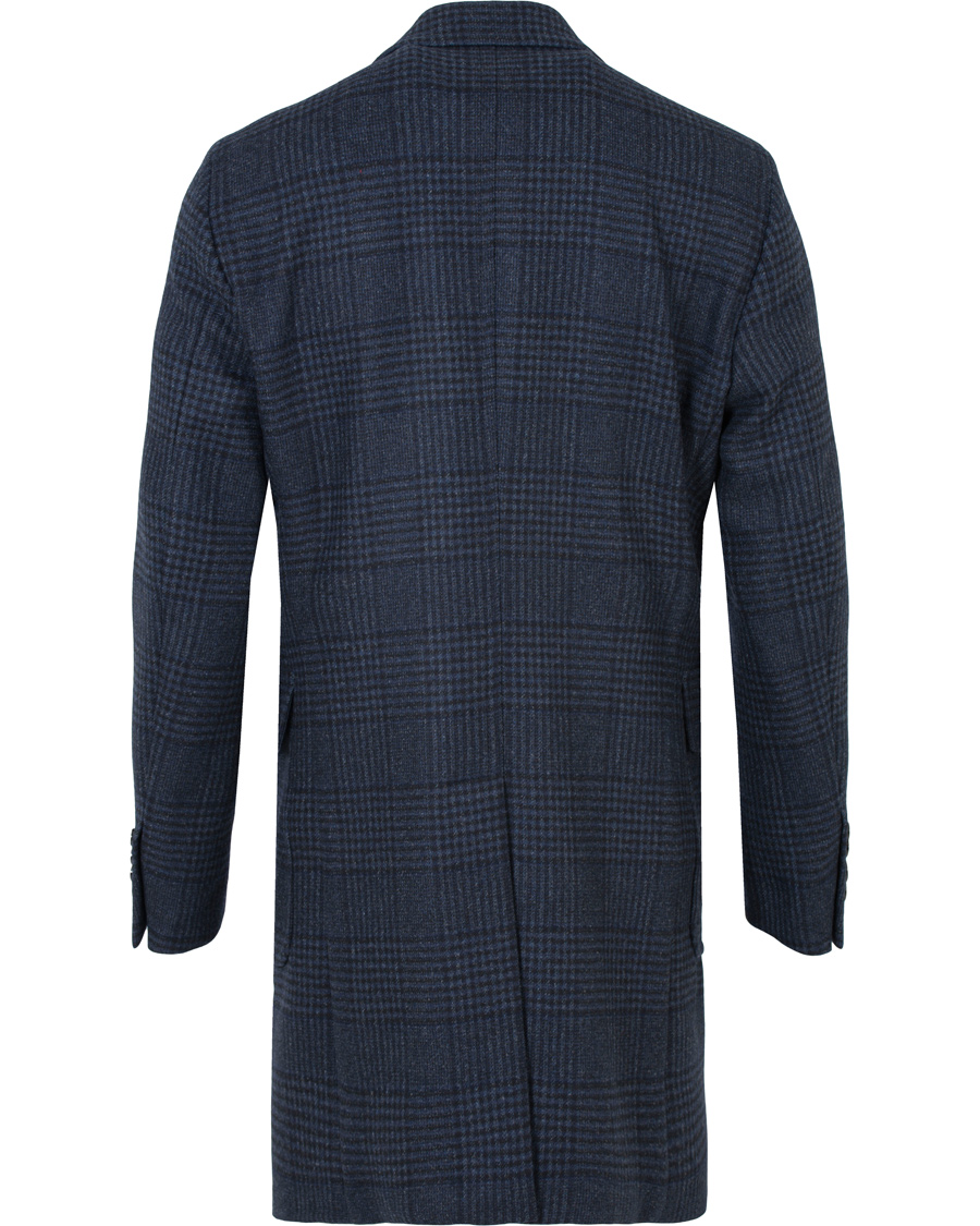 Herr | Jackor | Hackett | Double Face Check Wool Coat Navy