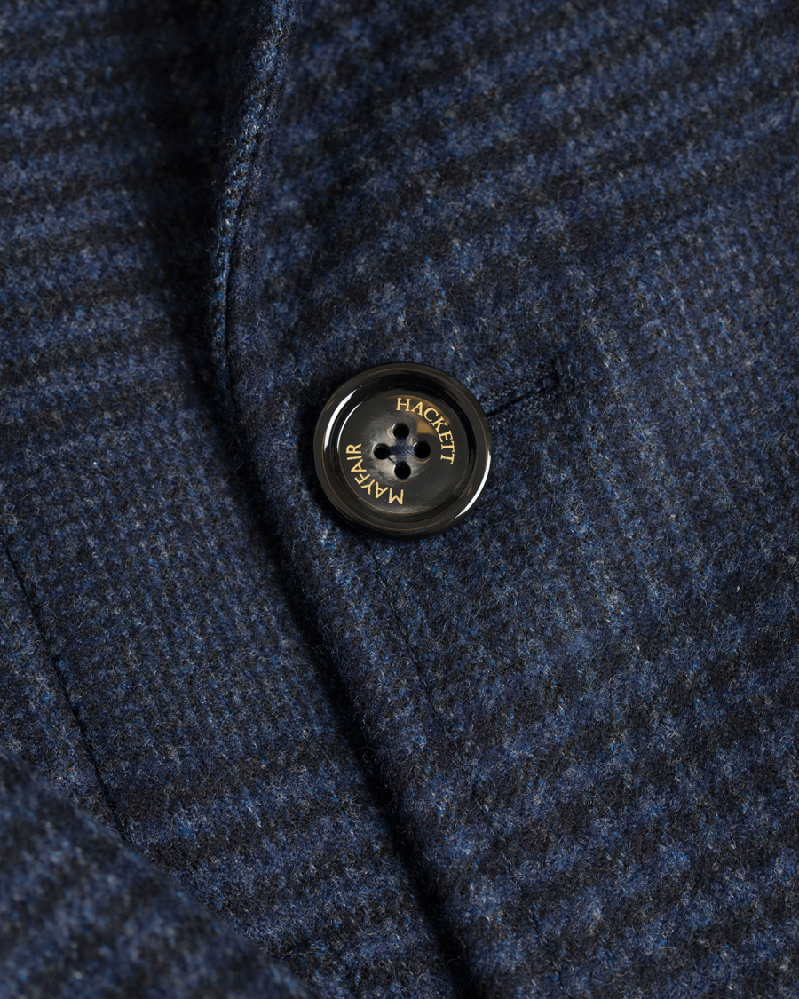 Herr | Jackor | Hackett | Double Face Check Wool Coat Navy
