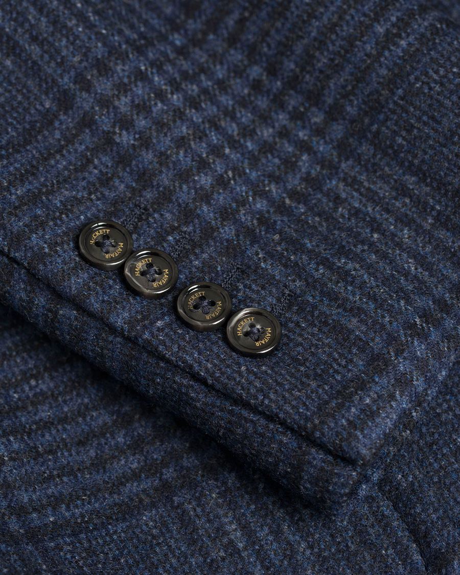 Herr | Jackor | Hackett | Double Face Check Wool Coat Navy