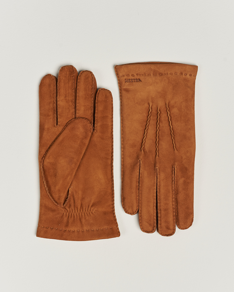 Herr | Hestra Arthur Wool Lined Suede Glove Cognac | Hestra | Arthur Wool Lined Suede Glove Cognac