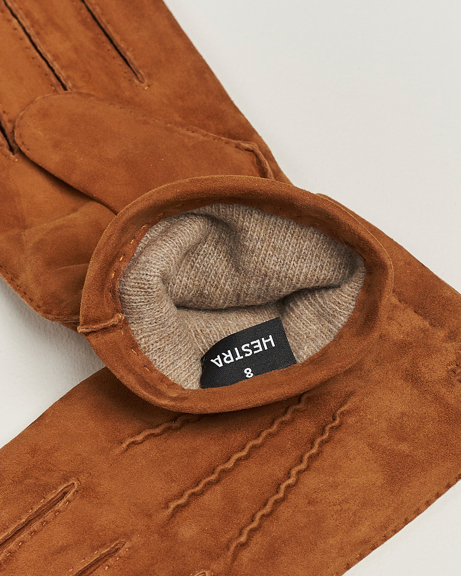 Herr | Hestra Arthur Wool Lined Suede Glove Cognac | Hestra | Arthur Wool Lined Suede Glove Cognac