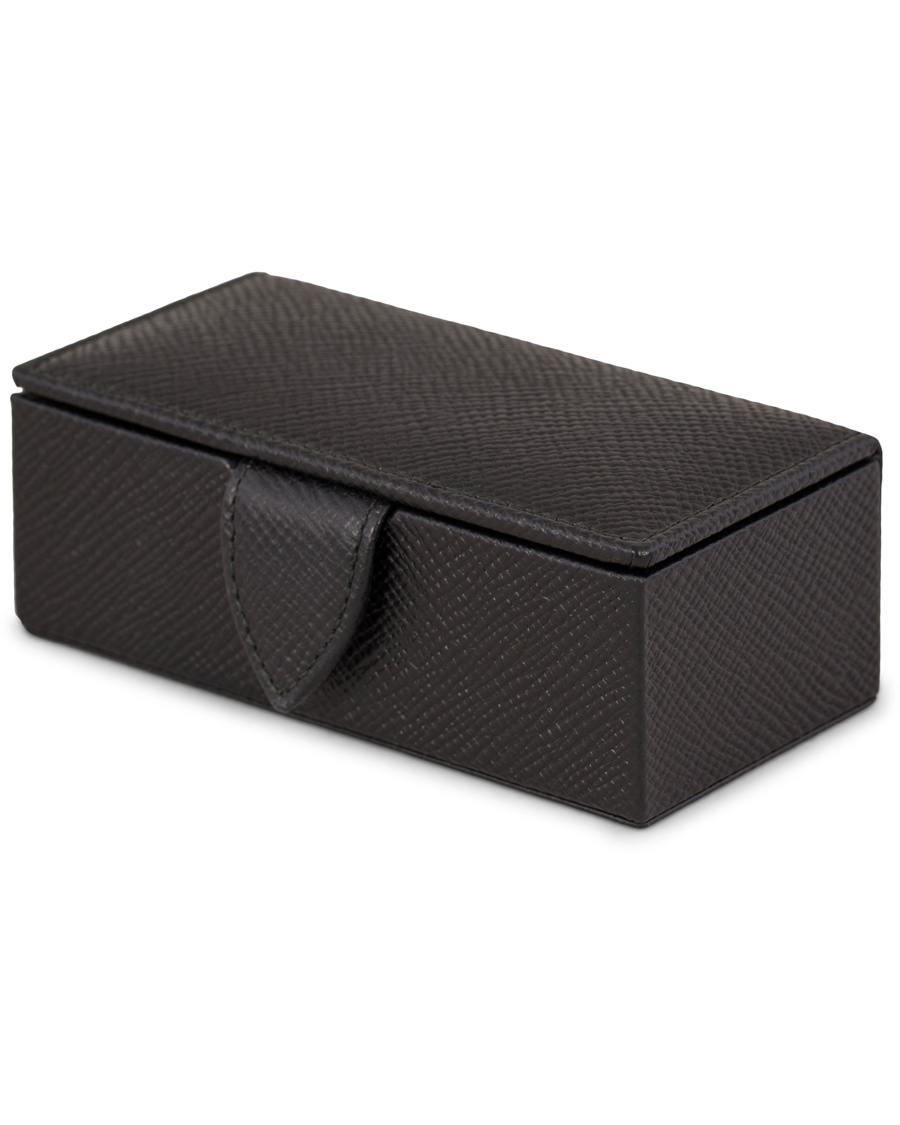 Herr | Smythson Panama Mini Cufflink Box Black Printed Calf | Smythson | Panama Mini Cufflink Box Black Printed Calf