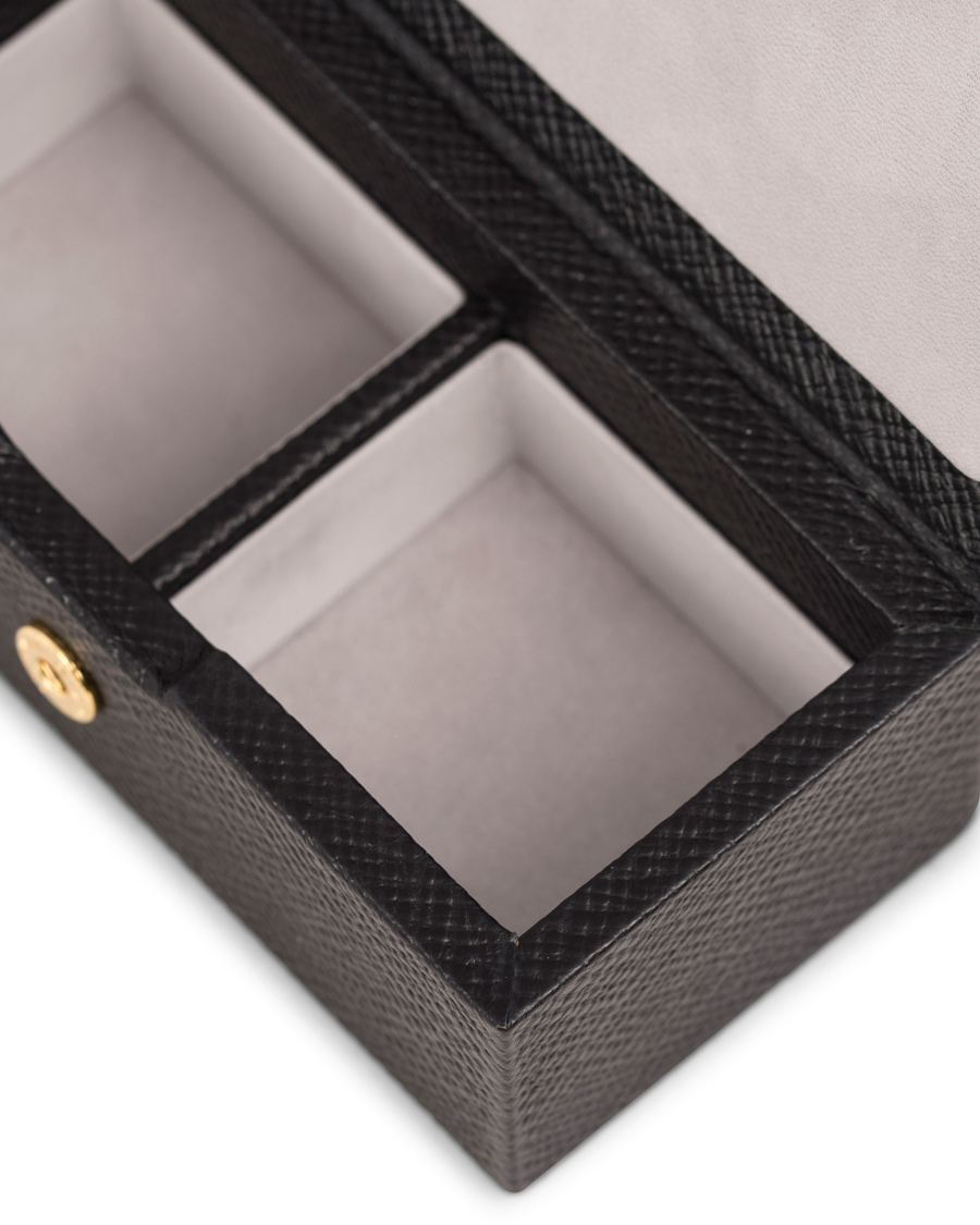 Herr | Smythson Panama Mini Cufflink Box Black Printed Calf | Smythson | Panama Mini Cufflink Box Black Printed Calf