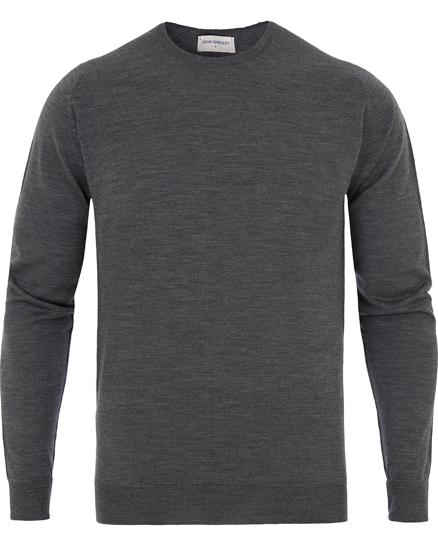 Herr | Tröjor | John Smedley | Marcus Easy Fit Fine Merino C-Neck Pullover Charcoal