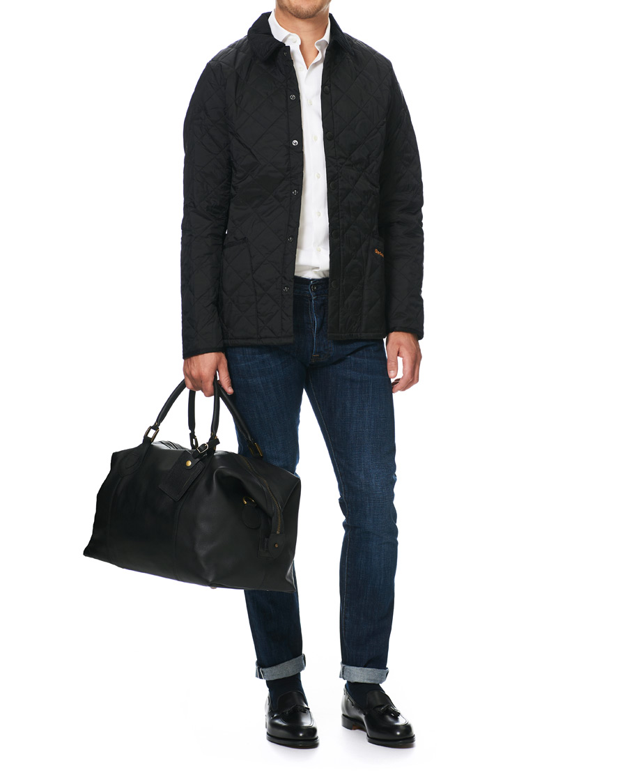 Herr | Barbour Lifestyle Leather Medium Travel Explorer Black | Barbour Lifestyle | Leather Medium Travel Explorer Black