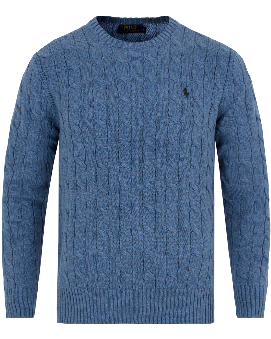Herr | Tröjor | Polo Ralph Lauren | Cotton Cable Crew Neck Pullover Night Blue Heather